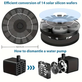 Outdoor Solar Floating Water Fountain For Bird Bath Fish Tank 7V/1W Garden Fountain Submersible Pump Garden Decoration - Image 2