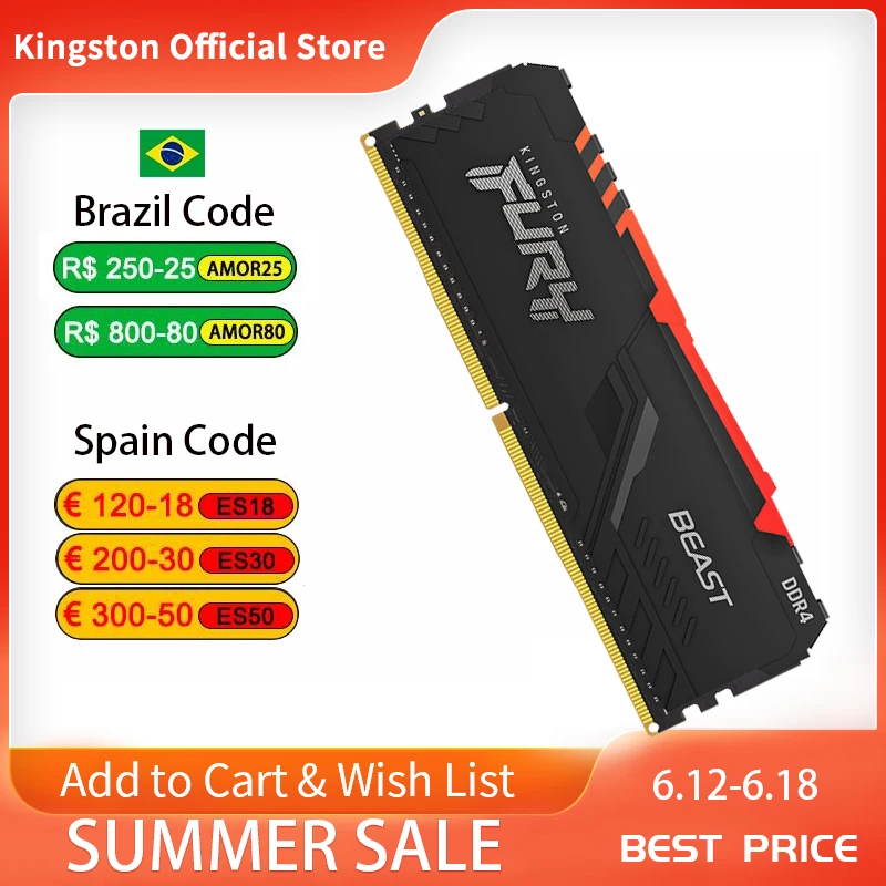 Kingston HyperX FURY DDR4 RGB Memory 2666 MHz DDR4 CL15 DIMM XMP 8GB 16GB  Memoria Ram ddr4 for Desktop Memory Rams