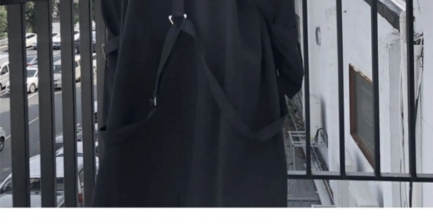 Black Oversized Dark Trench Windbreaker