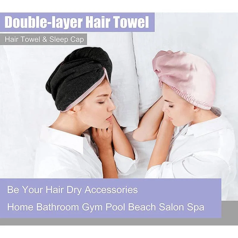 Microfiber Hair Wrap Towel Double Layer Curly Hair Turban Towel for Women Satin Hair Drying Towel for Curly Hair 4