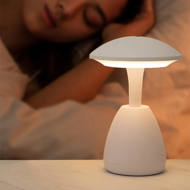 LED 버섯 소형 테이블 램프, 휴대용 USB 충전, 조도 조절 꽃 봉오리 램프, 침실 침대 옆 램프