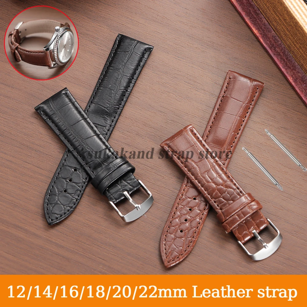 Premium Genuine Leather Watch Band - Universal Wrist Bracelet 12mm to 22mm