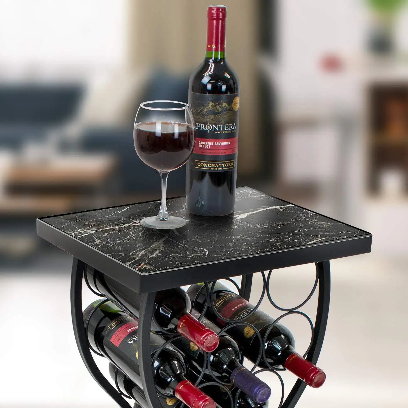Iron Wine Rack Restaurant Floor Wine Cabinet Modern Simple Living Room Display Rack Shelves Racks Home Camping
