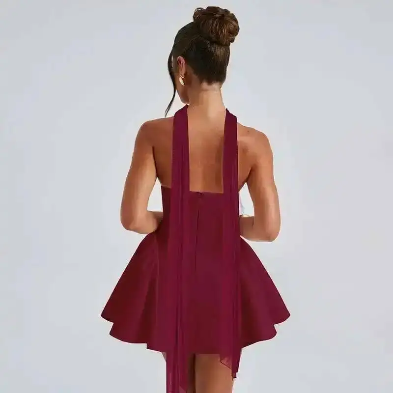 Elegant Off Shoulder A-Line Dress - Sexy Backless Mini Party Dress for Women