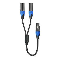 Premium 50cm XLR Y Splitter Cable - Female to Dual Male Audio Connector for Amplifiers and Mixers (FMM)