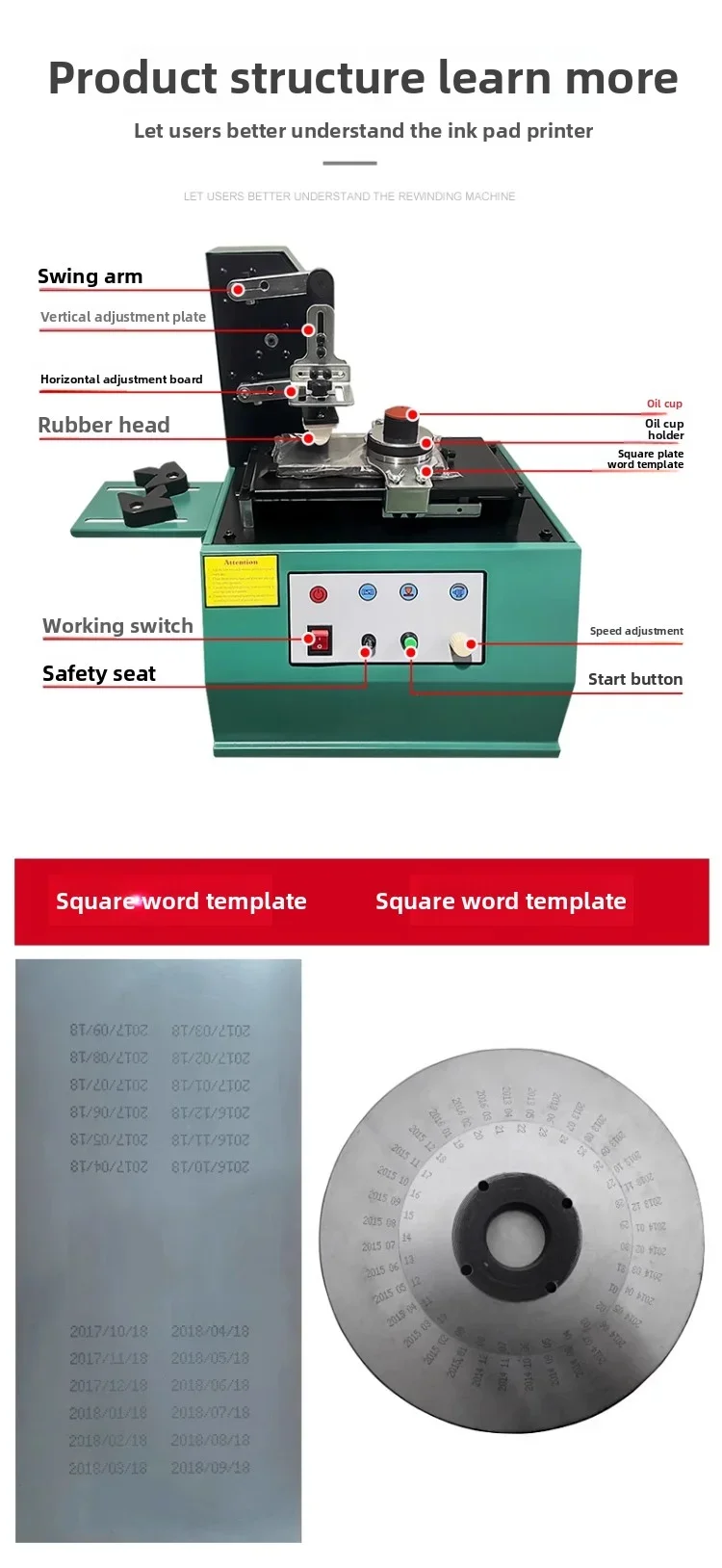 Automatic Electric Pad Printing Machine Oil Cup Coding Printing Inkjet Printer R