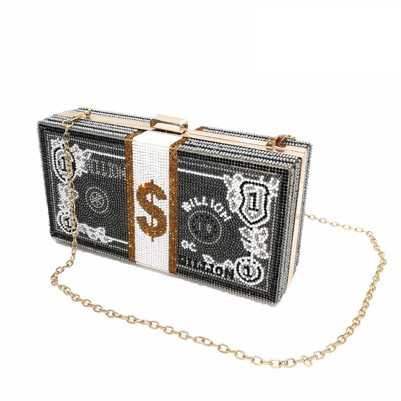 New Crystal Money USD Bags Dollar Design Luxury Diamond Evening Bags Party Purse Clutch Bags Wedding Dinner Purses and Handbags 