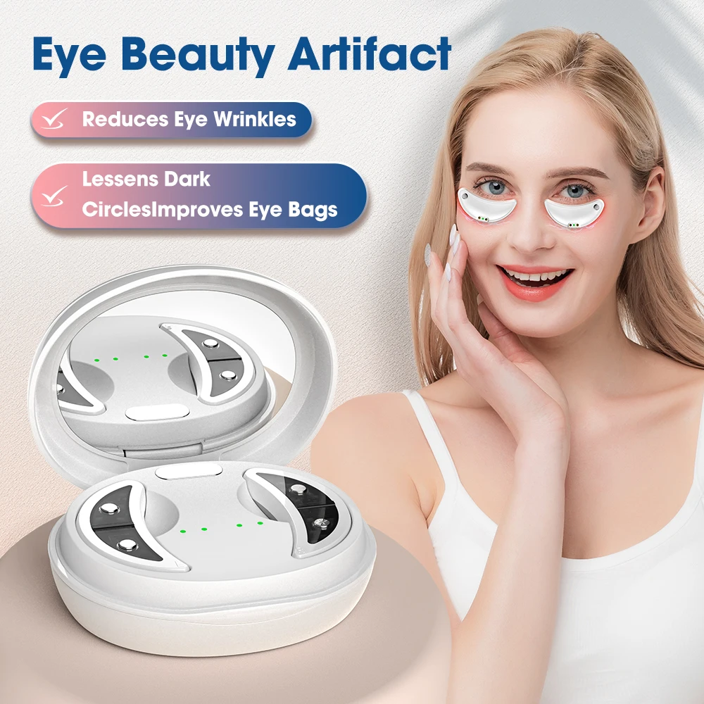 LED Red Light Therapy Eye Care Beauty Device EMS Microcurrent Eye Massager Patches Wrinkles Dark Circles Removal Relieve Fatigue