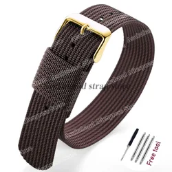 Black and Green Nylon Braided Men's Army Sports Watch Strap - Breathable and Wear - Resistant - 22mm (Brown - gold)