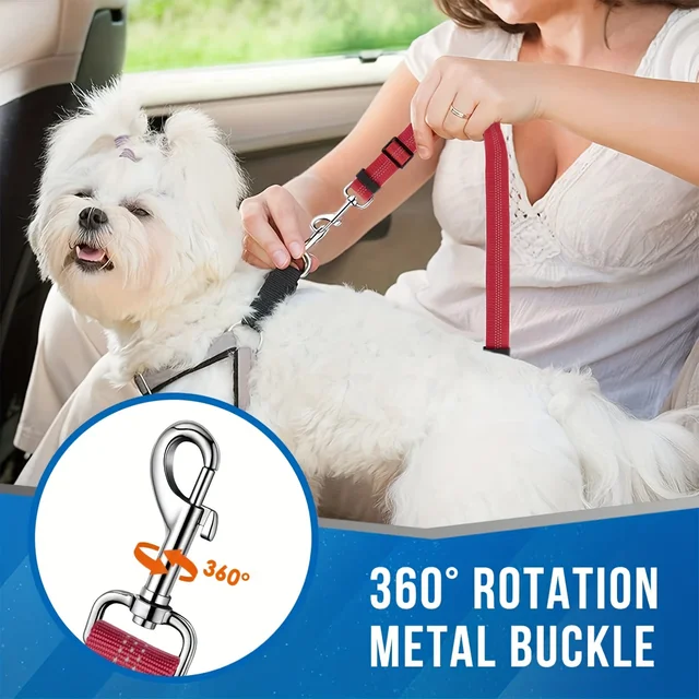 1Pcs Pet Dog Seat Belt Car Supplies Dog Cat Car Fixed Dog Chain Buffer Traction Car Safety Rope One Belt Two Dog Leash 5