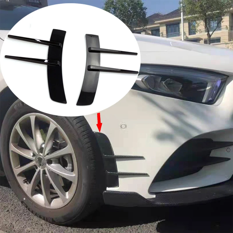 2Pcs Front Bumpers Lip For Benz A-Class A180 A200 A220 Air Vent Trim Spoiler Canards Splitter Car Styling Accessory car bumper spoiler bumper lip bumper lip decoration front bumper decoration front bumper cover