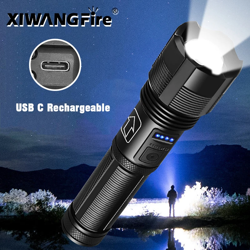 

4 Core Led Flashlight Aluminum Alloy XHP70.2 XHP50.2 Tactical Hunting Torch Usb Rechargeable Zoomable Lantern 18650 AAA Battery