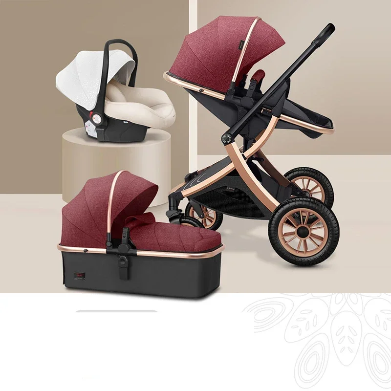 Baby stroller 3 in 1 High Landscape Stroller Reclining Baby Carriage with car seat Foldable Stroller Bassinet Puchair Newborn