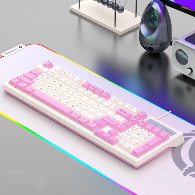 KM800 Mechanical Gaming Keyboard with Mouse 98 Keys Keyboard 4000dpi Colorful Keycap Support Backlight for Phone Tablet Laptop