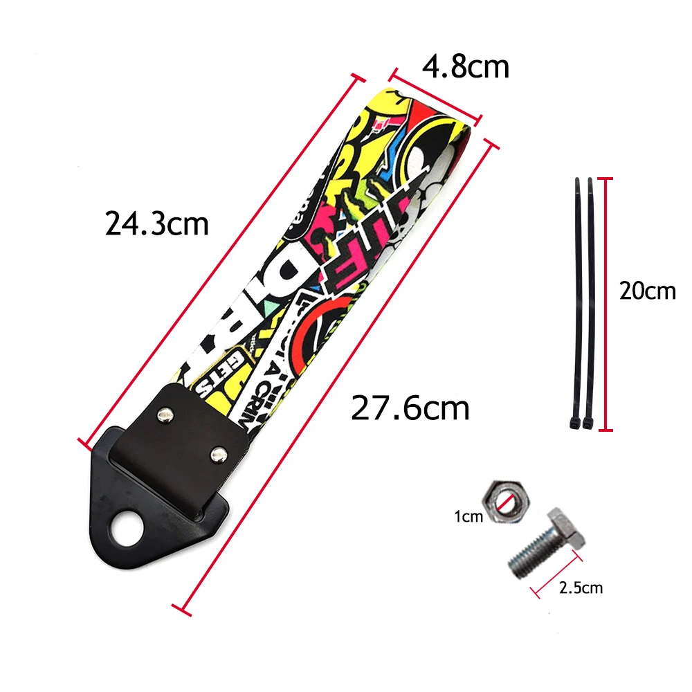 Tow Bar JDM Racing Style Tow Strap Universal Race Towing Bars Nylon Car Trailer Ropes Hook For Low Life NOS Hokkaido Initial D