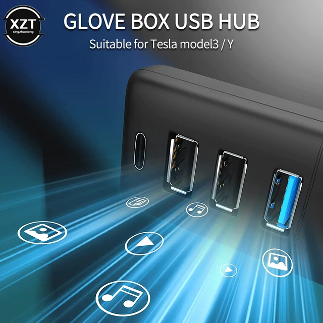 Glove Box Usb Hub Ports For Tesla Model 3 Y 2021 2022 Docking, hub usb