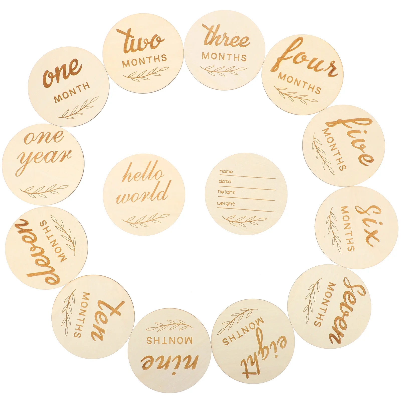 

14 Pcs Baby Milestone Wood Wooden Discs Emblems Months Signs Cards Monthly Decor Circles Formula Blocks