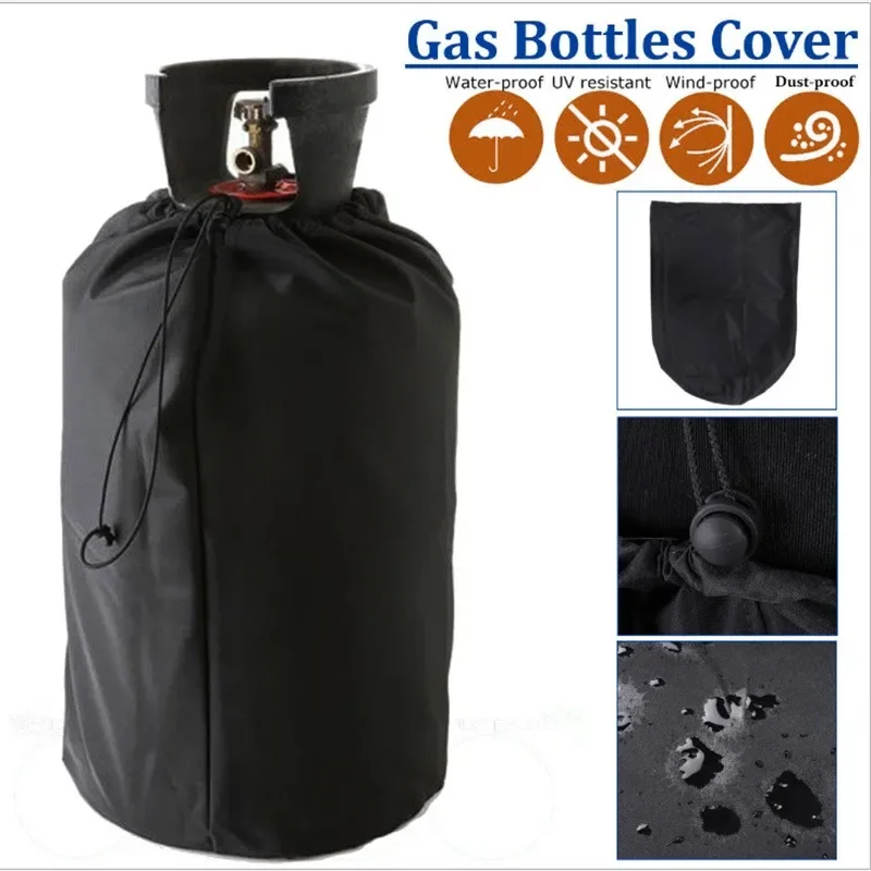 

Outdoor Propane Tank Gas Bottle Cover Black Oxford Cloth Waterproof, Dustproof and UV-proof Camping Barbecue Gas Stove Cover