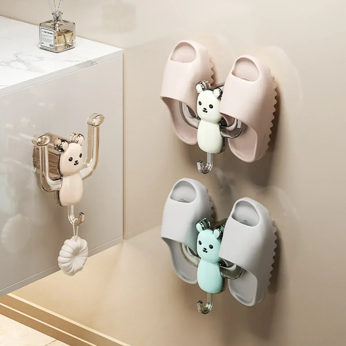 Toilet Drain Storage Shoe Rack Punch-free Bathroom Slipper Rack Wall-mounted Bathroom Slipper Storage Hangers for Bath