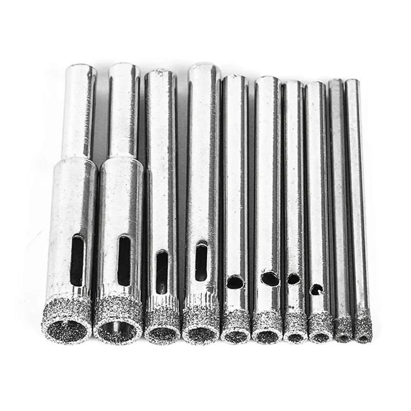 다이아몬드 코팅 코어 구멍 톱 드릴 비트, 타일 세라믹 유리 드레멜 액세서리, 3mm, 4mm, 5mm, 6mm, 8mm, 10 개 세트