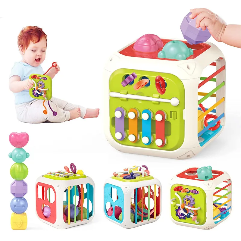 Jouets sensoriels pour bébé, Cubes d'activité colorés avec Bandes