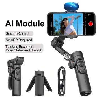 AOCHUAN 3-Axis Handheld Gimbal Stabilizer for Smartphone with Fill Light for iPhone Android Face Tracking Tiktok Vlog Smart XE 7