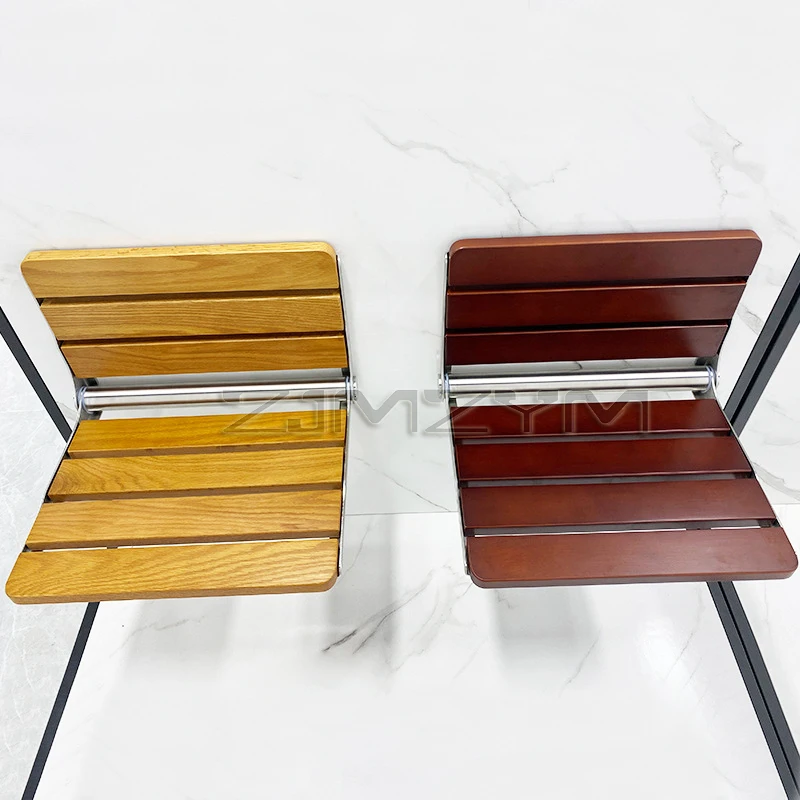 Wall Mounted Shower Seats Bathroom Folding Chair Shower Seat Stool Child Bath Stool Wooden Footstool for Bathing Saving Space 5