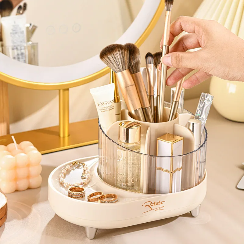 

Rotating Makeup Brush Box Desktop Cosmetics Storage Organizer Pen Holder Stationery Storage Bucket Skincare Storage Containers