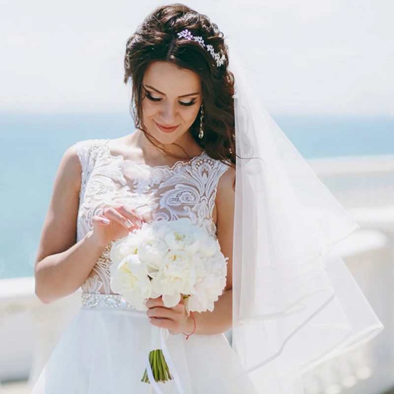 Velo da sposa Velo da sposa 2 livelli Bordo del nastro Fascia per capelli Addio al nubilato Decorazioni regalo per addio al nubilato Accessori per capelli - immagine 6
