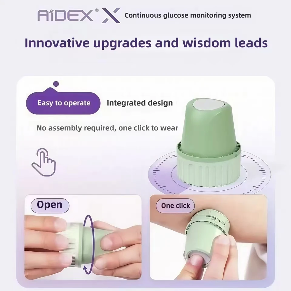 Blood Glucose Monitor Blood Test Meter Aidex Ⅱ Dynamic Blood Glucose Meter 24h Real-time Freestyle Libre Prickfree Finger Sensor Sibionic Glucose Meter CGMS Monitoring