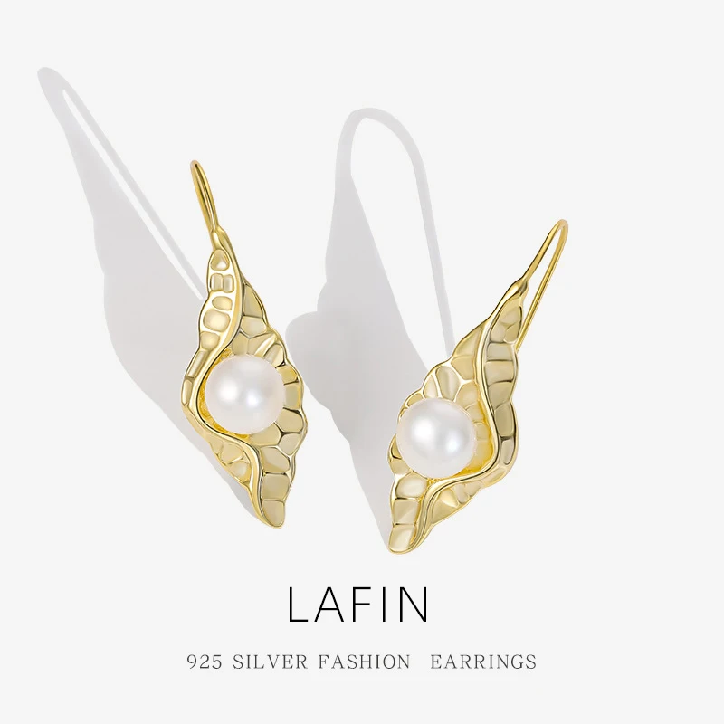 LAFIN Fine Jewelry Original Baroque Pearl Drop Earrings for Women 925 Sterling Silver Stunning Stud Fashion Best Gift Female |