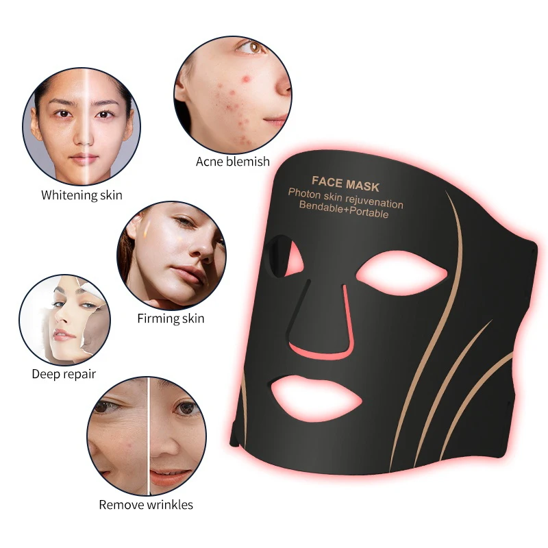 LED Facial Mask Facial Neck Mask Neck Anti Wrinkle Mask Silicone LED Mask Face With Neck 7 Colors LED Photon Red Light Therapy for Anti-Aging Wrinkles Skin Rejuvenation Beauty Mask
