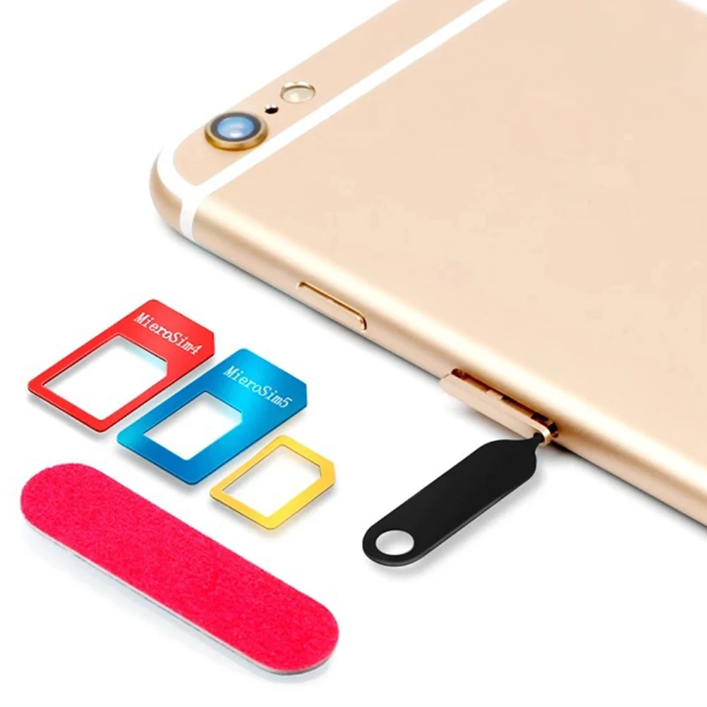 

5 In 1 Kit Phone Accessory Aluminum Alloy Tool Standard Converter Tray Sanding Nano Card Pin SIM Card Adapter Fitting Micro