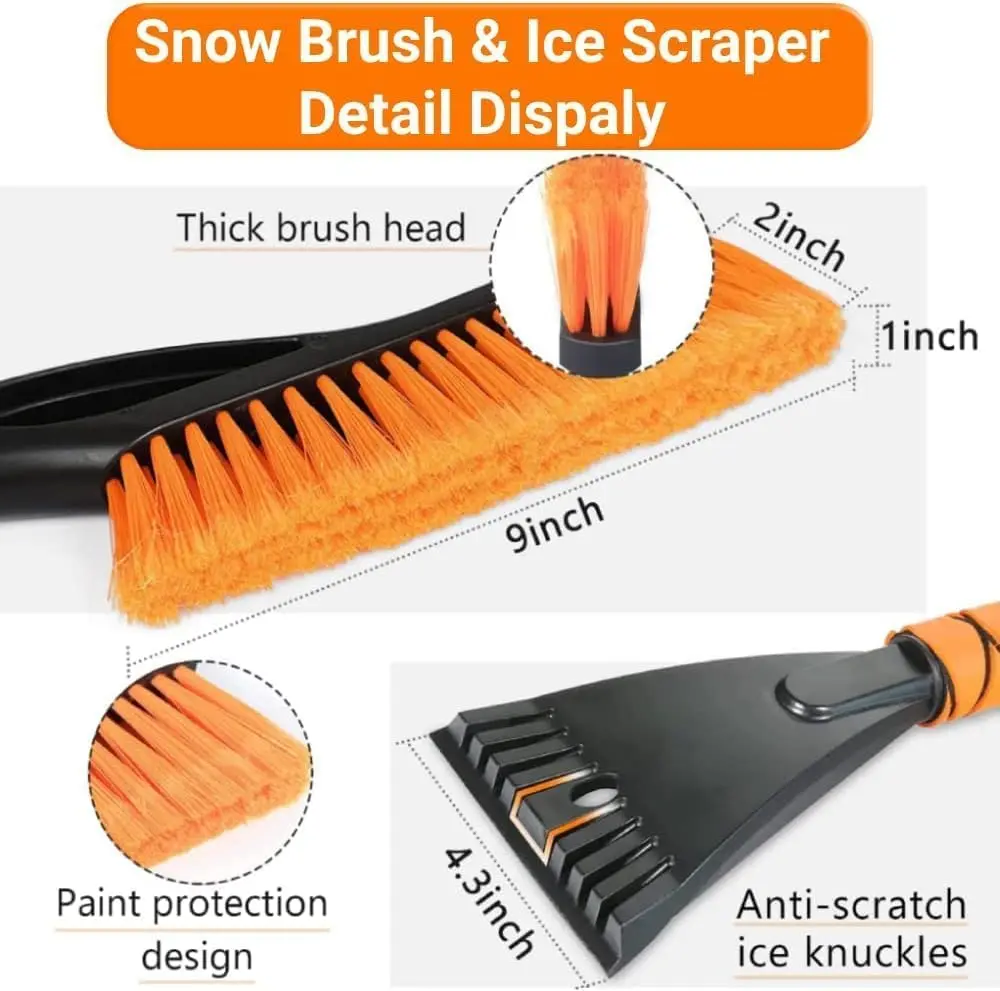 Snow Brush & Ice Scraper For Car Windshield Detachable Snow Removal Tool Ergonomic Foam Grip For Cars Trucks Suvs