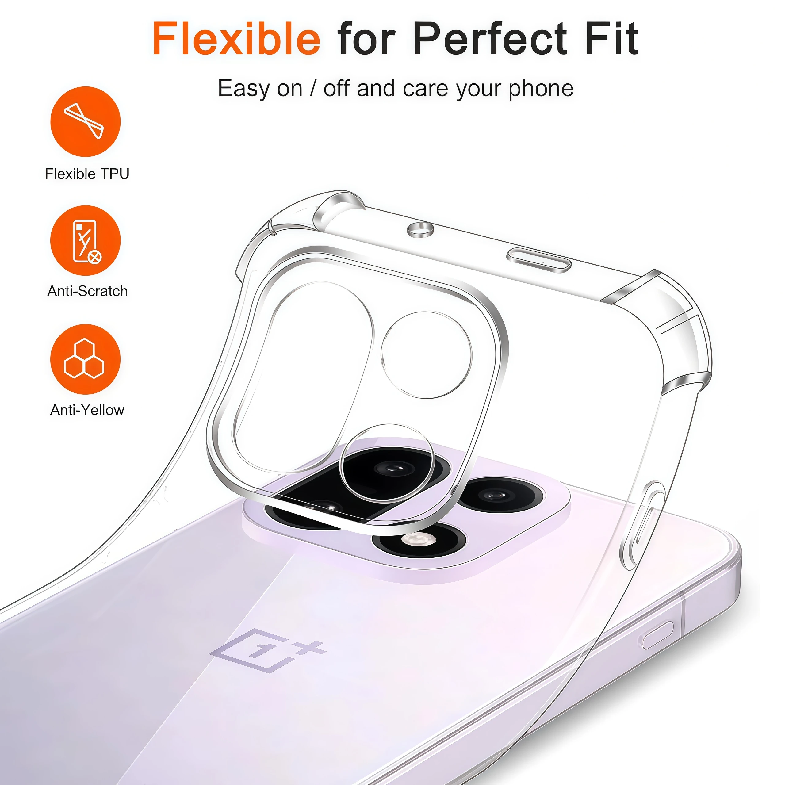Transparent Shockproof TPU Protective Phone Case with Reinforced Corners