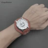 New Luxury Brand Men's Watch Brown Leather Punk Skull Head Metal Buckle 40mm Large Dial Quartz Watch Relogios Masculino 6