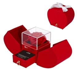 Elegant Flower Gift Box for Special Occasions - Perfect for Mothers, Girlfriends, Bridesmaids, and Loved Ones (Red no jewelry)