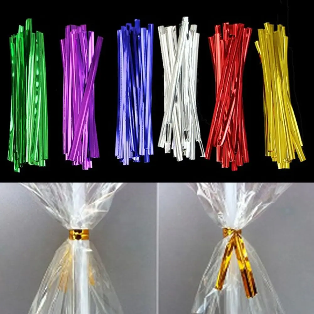 Heißer Verkauf 800Pcs Twist Krawatten Metallic Draht Zellophan Tasche Pack Abdichtung Stahl Backen Verpackung Ligation Party Verpackung Ligation