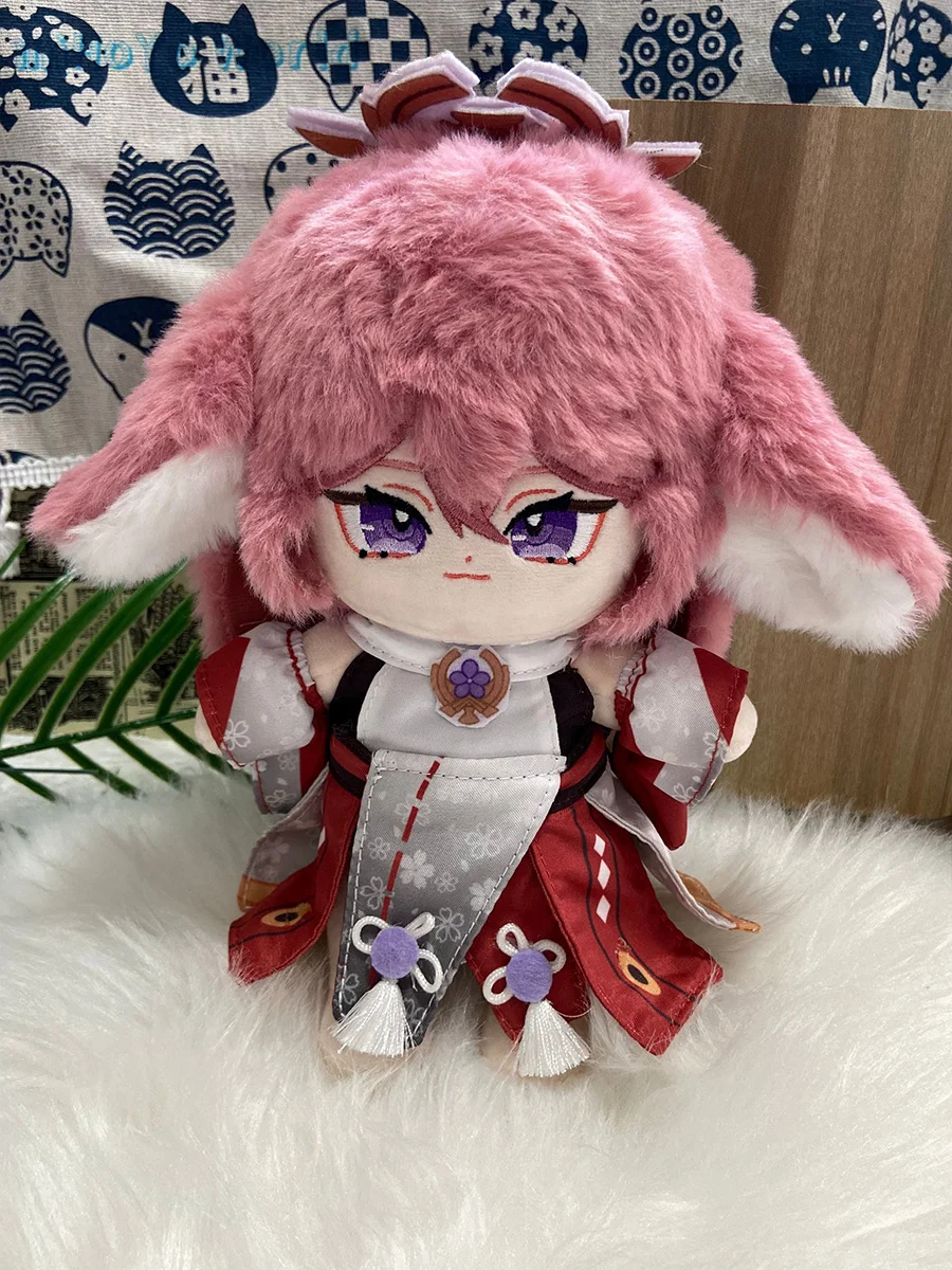 

MiHoYo Game Genshin Impact Yae Miko 20cm Plush Doll Clothes Pink Cute Fox Yae Miko Changing Doll Birthday Xmas Gifts