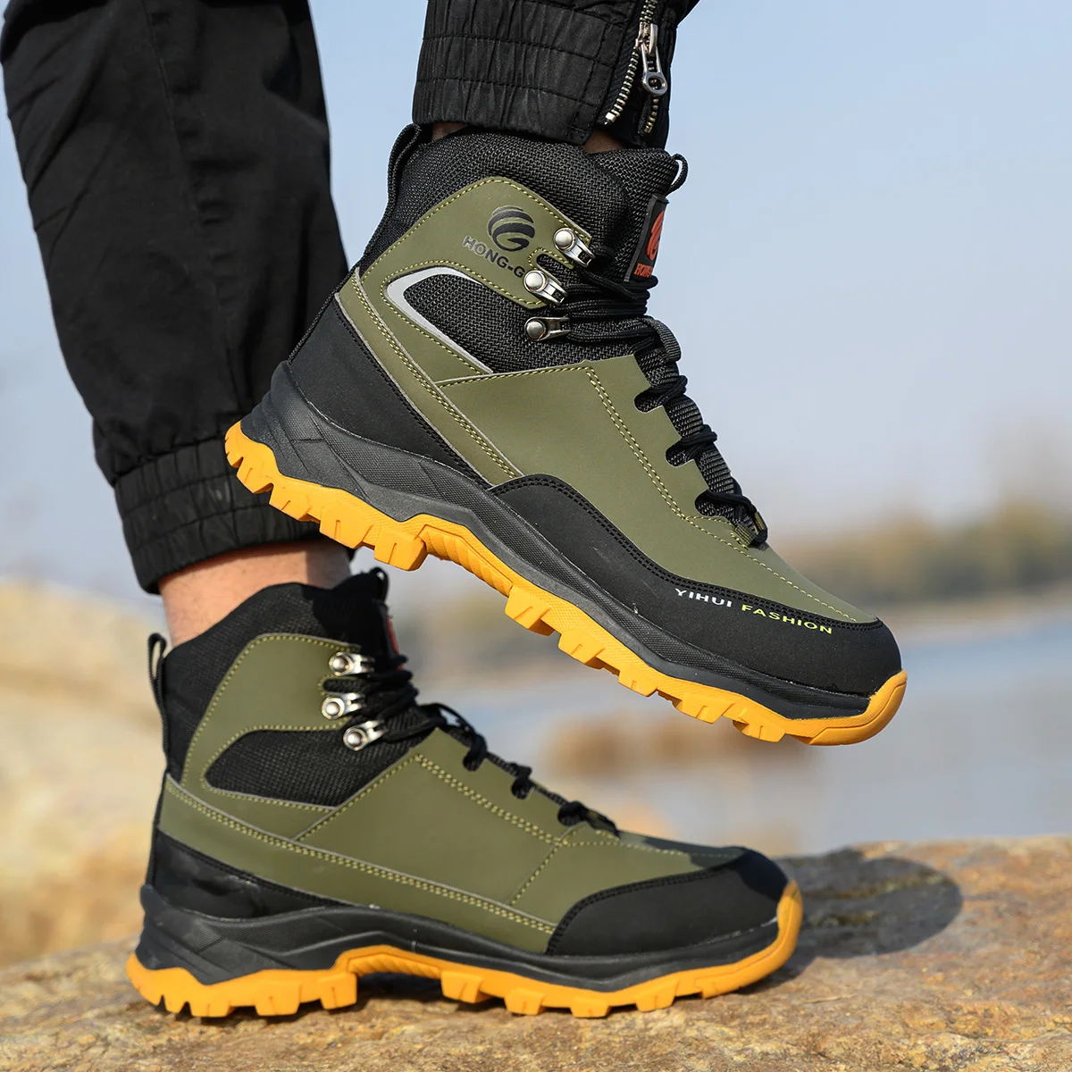 Scarpe antinfortunistiche da uomo di qualità standard Eur Stivali antinfortunistici anti-sfondamento con punta in acciaio Stivali da lavoro resistenti all'usura da costruzione a prova di foratura - immagine 6