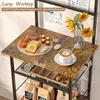 5 Tier Coffee Bar Station, Coffee Stand Station with 4 S-Shaped Hooks, Farmhouse Corner Coffee Bar Cabinet for Small Spaces, 4