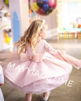 Pink Flower Gir Dresses Glitter Sparkly Beads Bow Evening Party Fluffy Ball Gown First Communion Kid Toddler 6