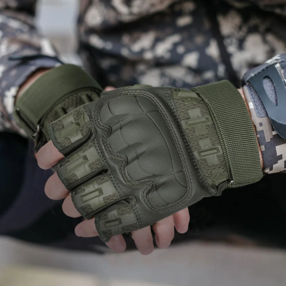 Men Tactical Half Finger Gloves Outdoor Sports Hiking Camping Combat Airsoft Hunting Shooting Cycling Non-slip Protective Gear