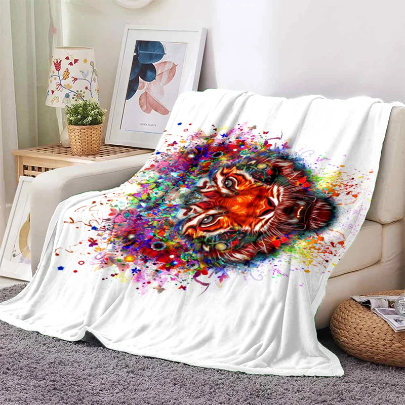 All Season Light Bedroom Warm Decke for Sofa Bed Couch Best Gifts 3D Printed Tiger Blanket Soft Plush Flannel Throws Blankets