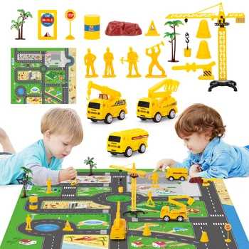 Engineering vehicle toy set, mini toy model engineering vehicle, small building toy, with game pad, the best gift for children 1
