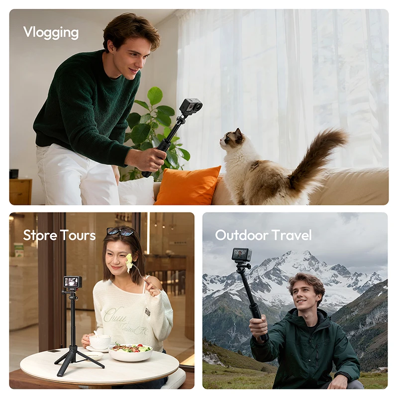 Ulanzi MT92 Action Camera Selfie Stick Tripod Five-Section Extension for Vlogging Livestreaming Outdoor Travel Photography Shots