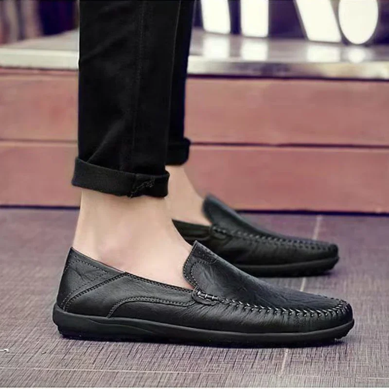 Men Casual Leather Shoes Spring Loafers Slip on Business Classic Soft Moccasins Hombre Breathable Flats