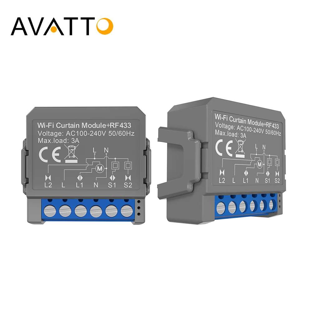 โมดูลสวิตช์ม่านอัจฉริยะ AVATTO Tuya WiFi สำหรับม่านม้วน มอเตอร์ไฟฟ้า พร้อมสัญญาณ RF433 รองรับ Alexa, Google Home และ Alice 1
