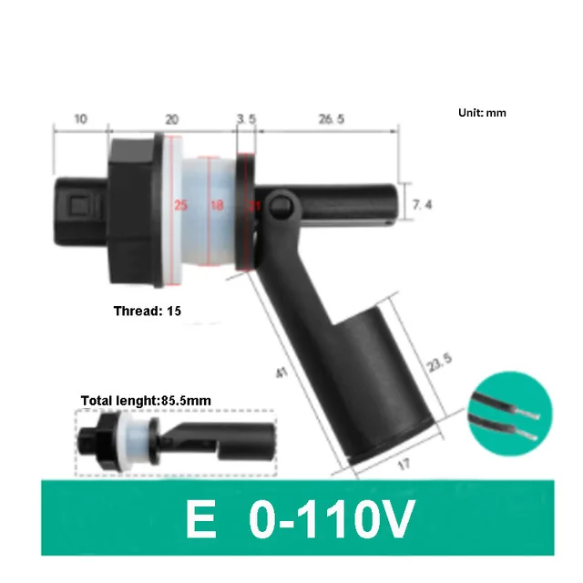 Sensor De Nivel De Agua Flotante Para Piscina O Tanque - Montaje Lateral Horizontal