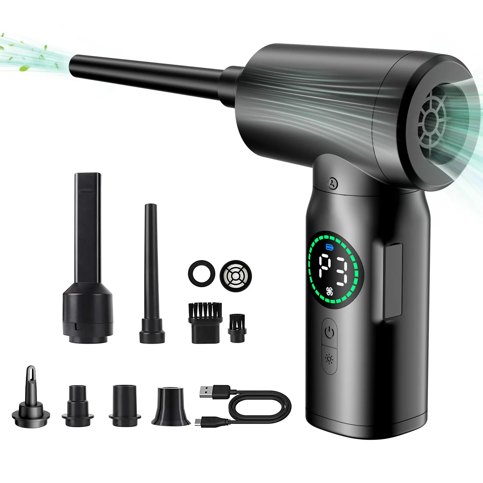 

Compressed Air Duster 110000RPM 7600mAh Cordless Electric Air Duster & Vacuum Cleaner Keyboard Computer Cleaner Air Car Dusters